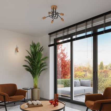 Vägglampa EMBER 1xE27/15W/230V svart/beige/bok