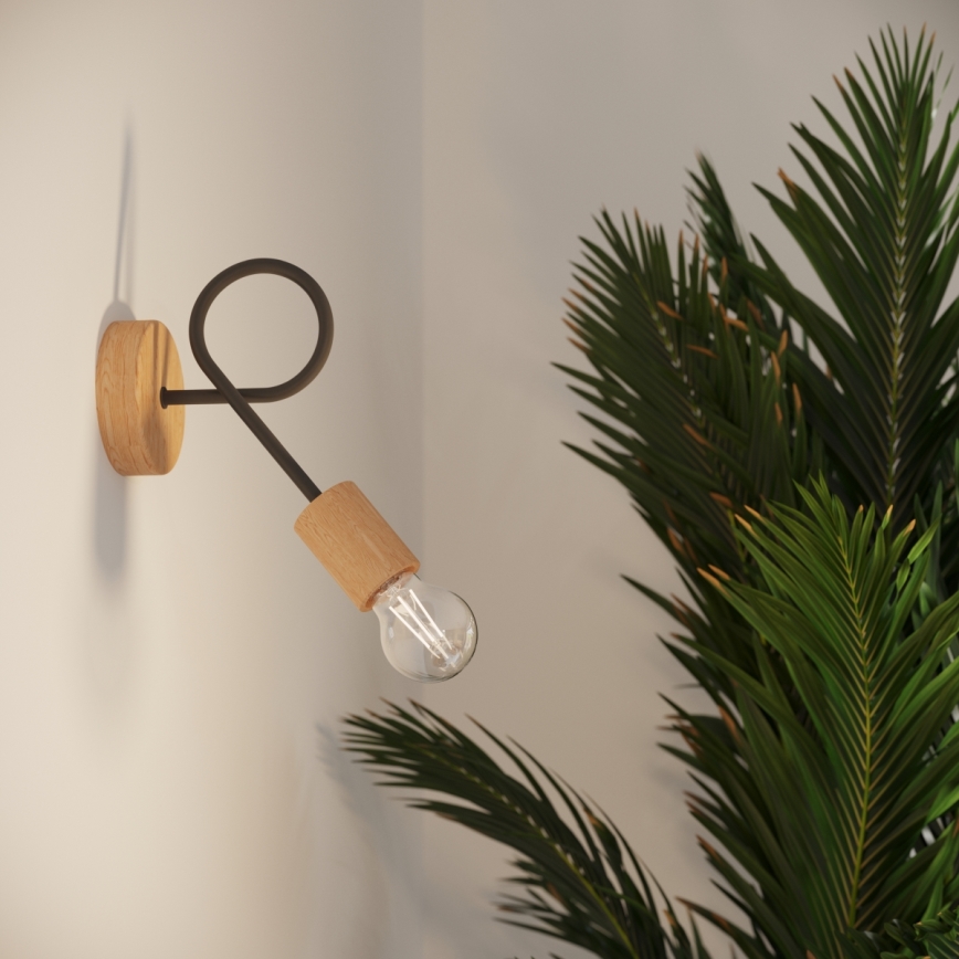Vägglampa EMBER 1xE27/15W/230V svart/beige/bok