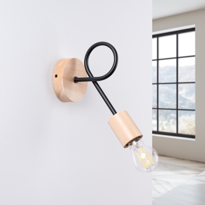 Vägglampa EMBER 1xE27/15W/230V svart/beige/bok