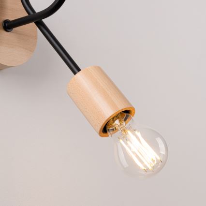Vägglampa EMBER 1xE27/15W/230V svart/beige/bok