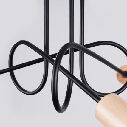 Ytmonterad ljuskrona EMBER 3xE27/15W/230V svart/beige/bok