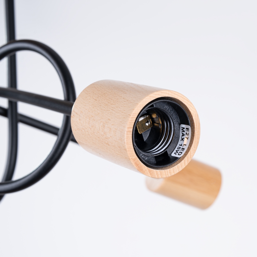 Ytmonterad ljuskrona EMBER 3xE27/15W/230V svart/beige/bok