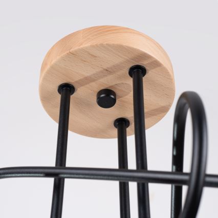 Ytmonterad ljuskrona EMBER 3xE27/15W/230V svart/beige/bok