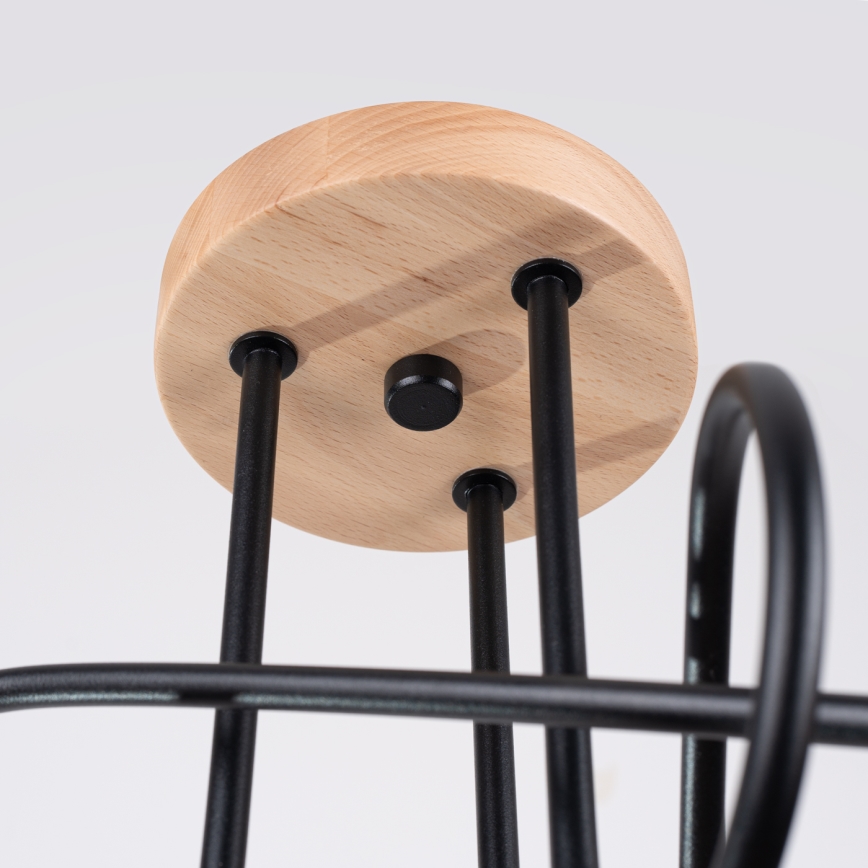 Ytmonterad ljuskrona EMBER 3xE27/15W/230V svart/beige/bok