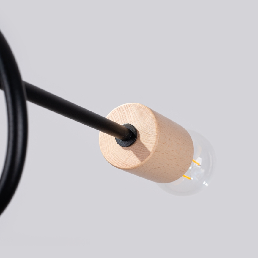 Ytmonterad ljuskrona EMBER 5xE27/15W/230V svart/beige/bok