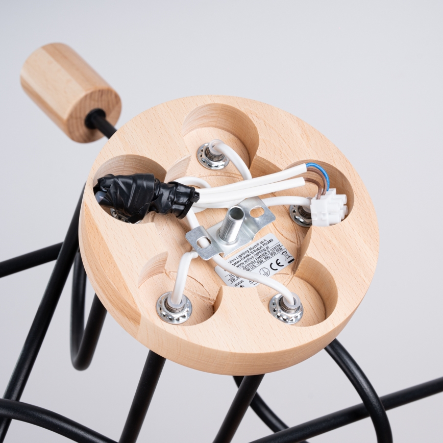 Ytmonterad ljuskrona EMBER 5xE27/15W/230V svart/beige/bok