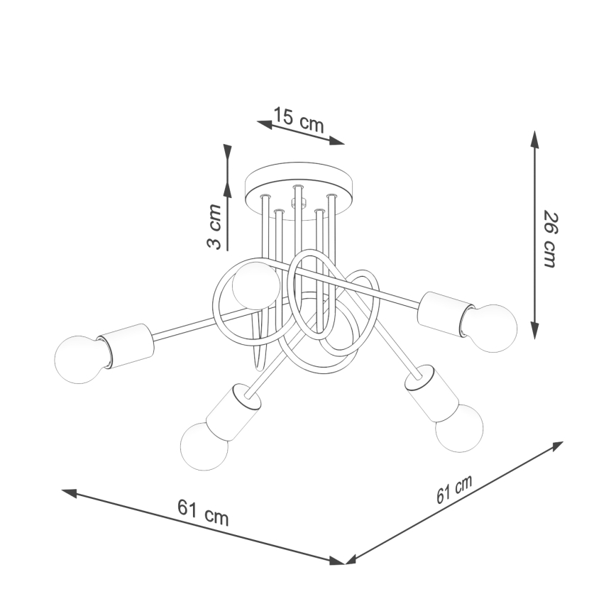 Ytmonterad ljuskrona EMBER 5xE27/15W/230V svart/beige/bok