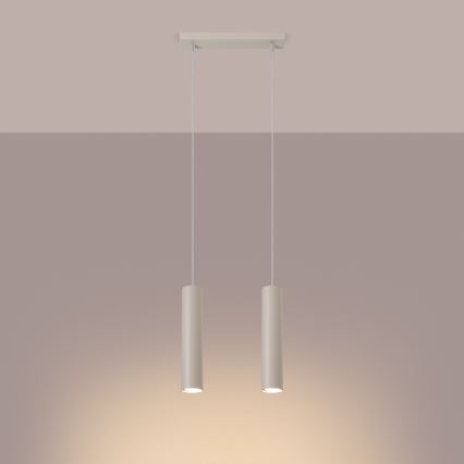 Ljuskrona med textilsladd LAGOS 2xGU10/10W/230V grädde