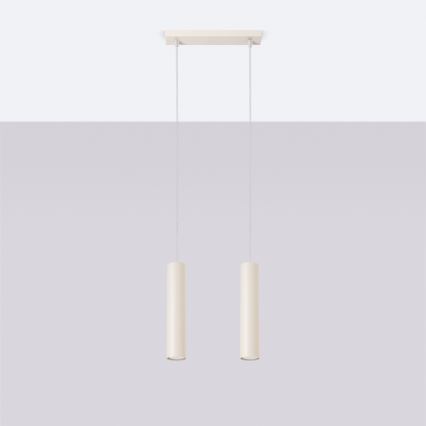 Ljuskrona med textilsladd LAGOS 2xGU10/10W/230V grädde