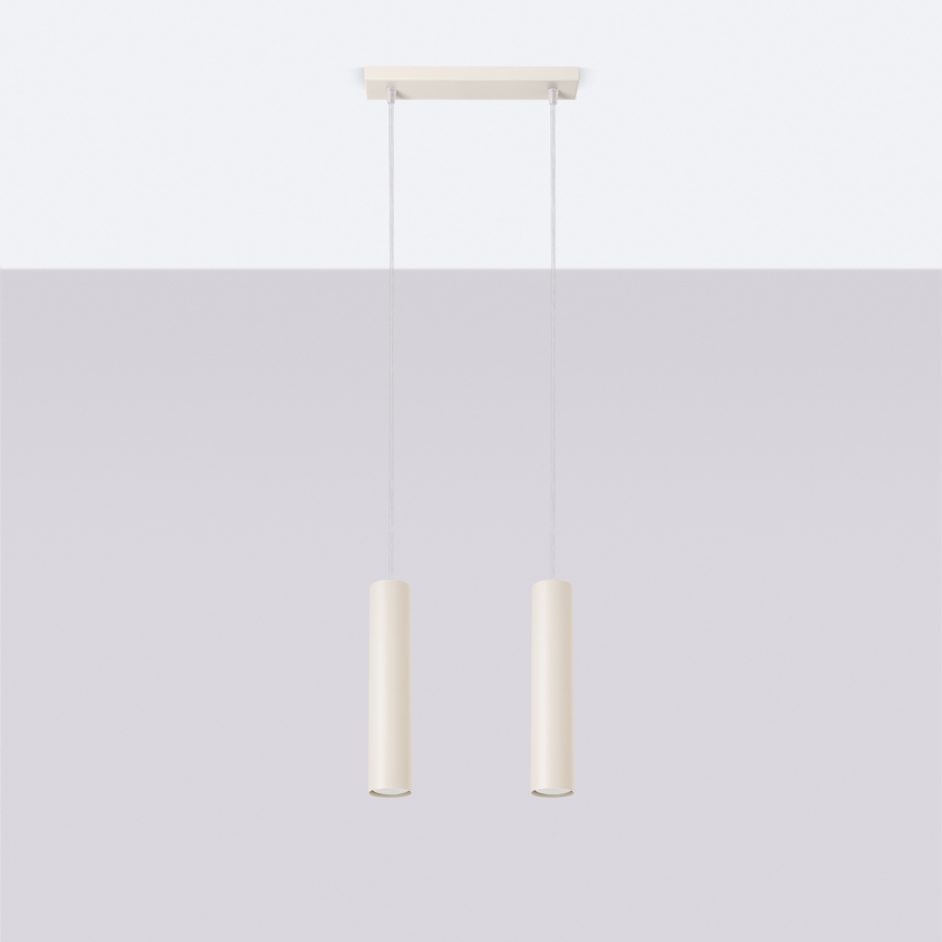 Ljuskrona med textilsladd LAGOS 2xGU10/10W/230V grädde