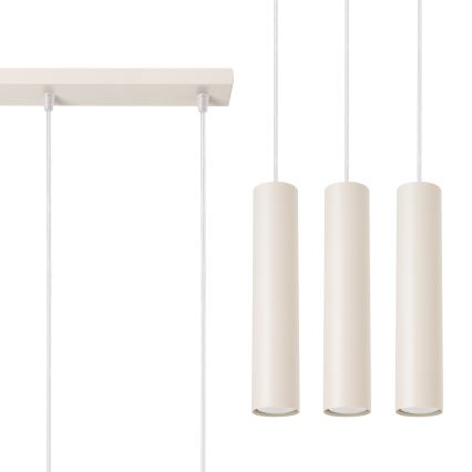 Ljuskrona med textilsladd LAGOS 3xGU10/10W/230V grädde