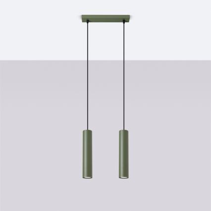 Ljuskrona med textilsladd LAGOS 2xGU10/10W/230V grön