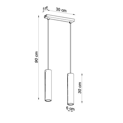 Ljuskrona med textilsladd LAGOS 2xGU10/10W/230V grön