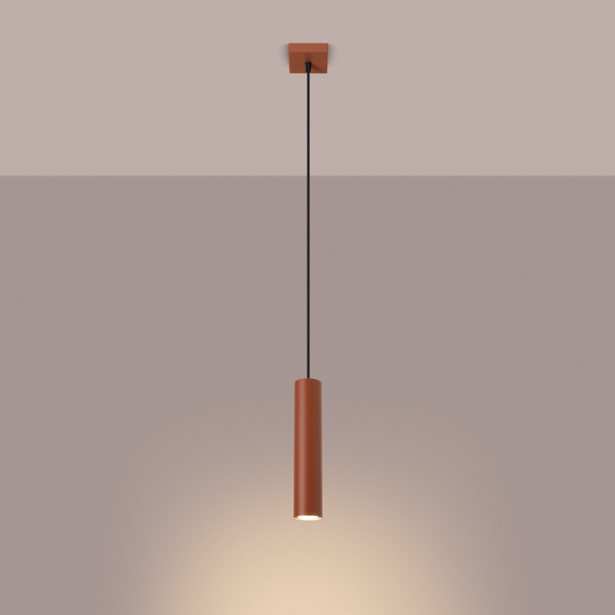 Ljuskrona med textilsladd LAGOS 1xGU10/10W/230V röd