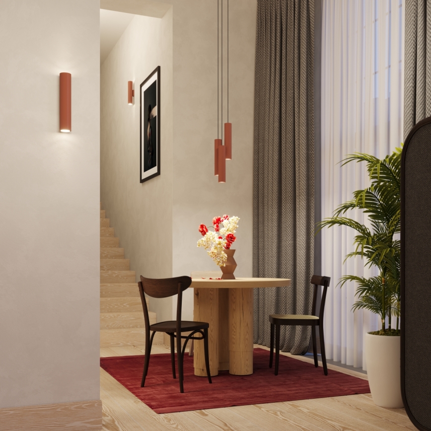 Ljuskrona med textilsladd LAGOS 1xGU10/10W/230V röd