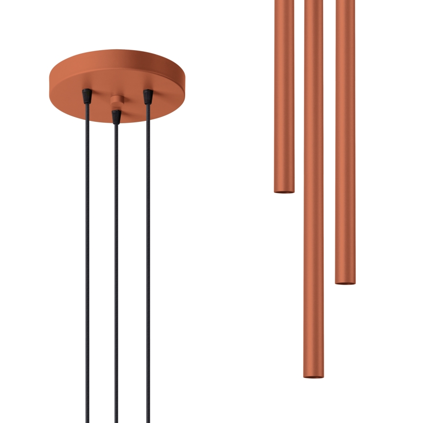 Ljuskrona med textilsladd PASTELO 3xG9/8W/230V röd