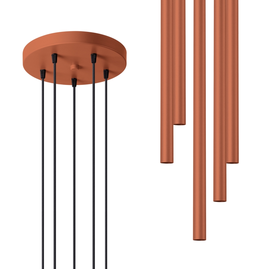 Ljuskrona med textilsladd PASTELO 5xG9/8W/230V röd