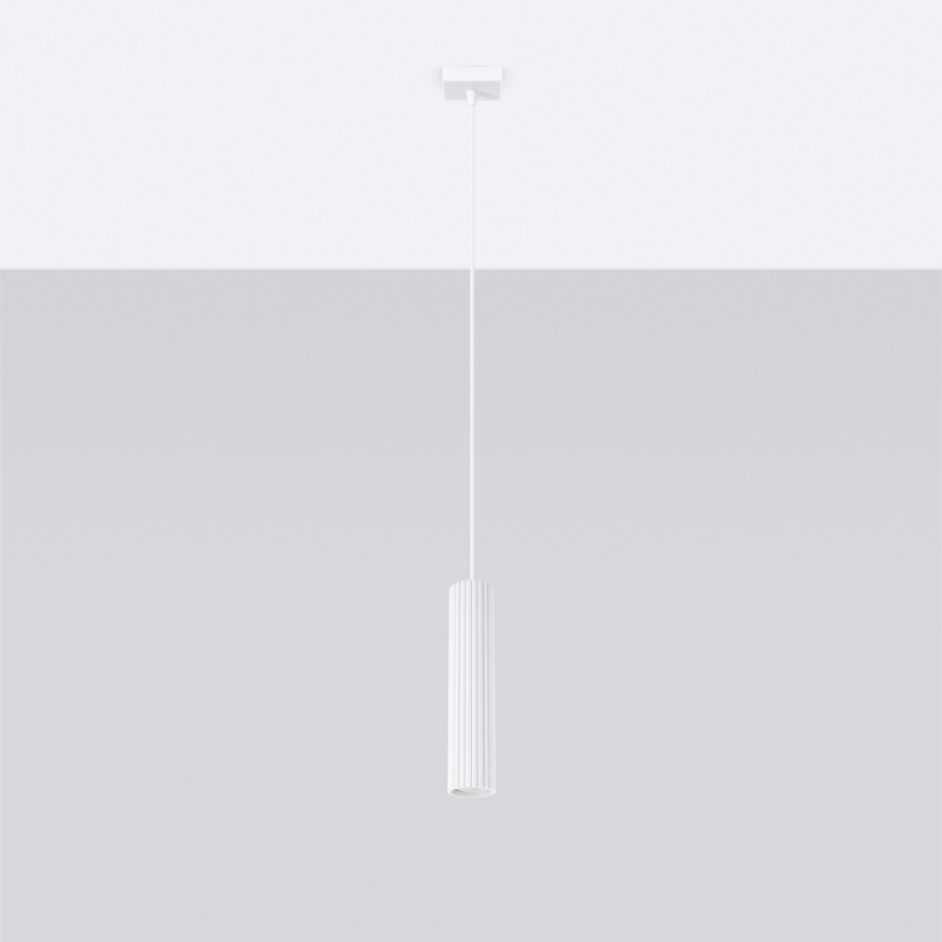 Ljuskrona med textilsladd KARBON 1xGU10/10W/230V vit