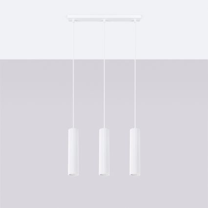 Ljuskrona med textilsladd KARBON 3xGU10/10W/230V vit
