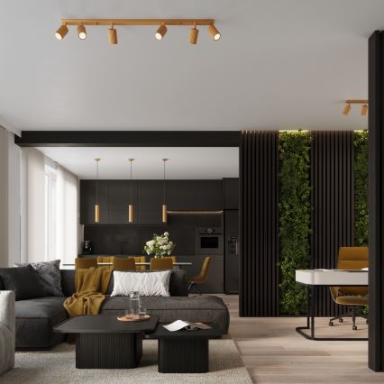 Ljuskrona med textilsladd KARBON 1xGU10/10W/230V guld