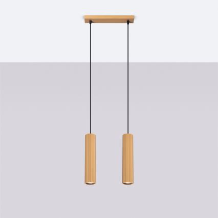 Ljuskrona med textilsladd KARBON 2xGU10/10W/230V guld