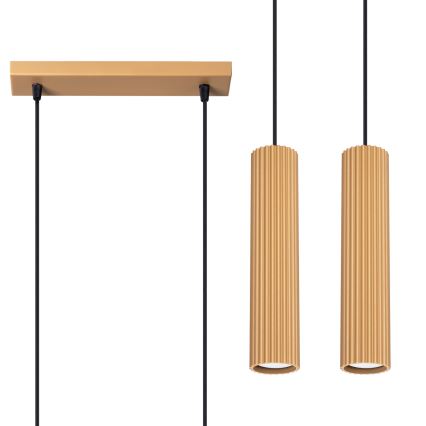 Ljuskrona med textilsladd KARBON 2xGU10/10W/230V guld