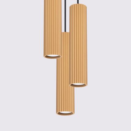 Ljuskrona med textilsladd KARBON 3xGU10/10W/230V guld