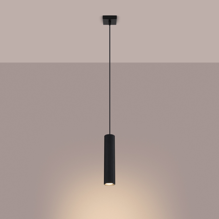 Ljuskrona med textilsladd KARBON 1xGU10/10W/230V svart