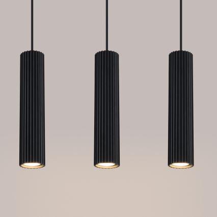 Ljuskrona med textilsladd KARBON 3xGU10/10W/230V svart