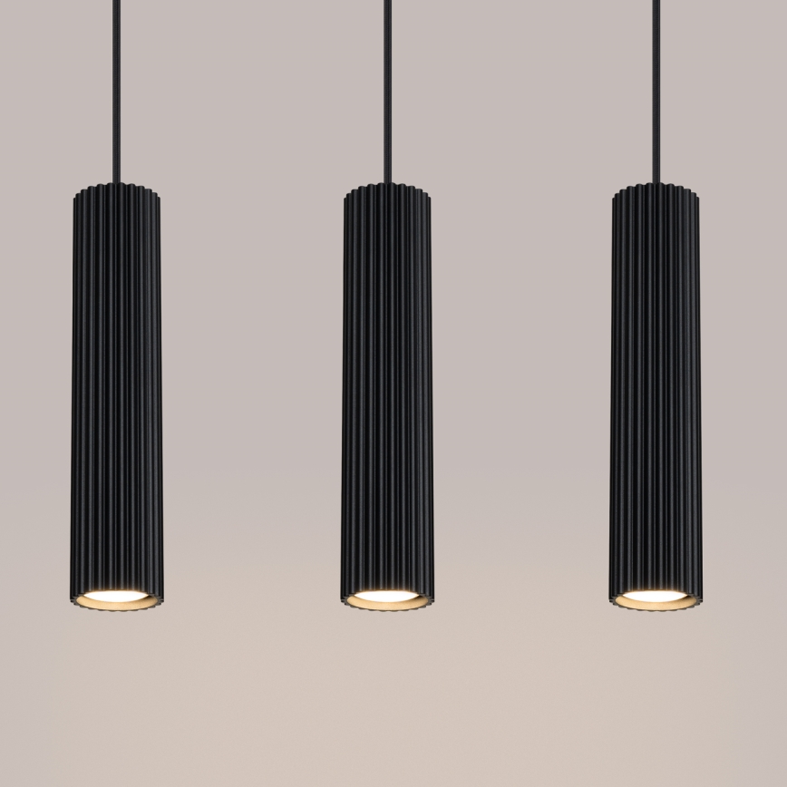 Ljuskrona med textilsladd KARBON 3xGU10/10W/230V svart