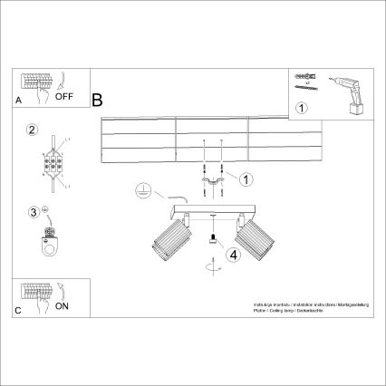 Spotlight KARBON 4xGU10/10W/230V svart