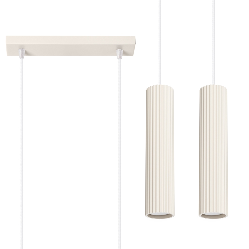 Ljuskrona med textilsladd KARBON 2xGU10/10W/230V grädde