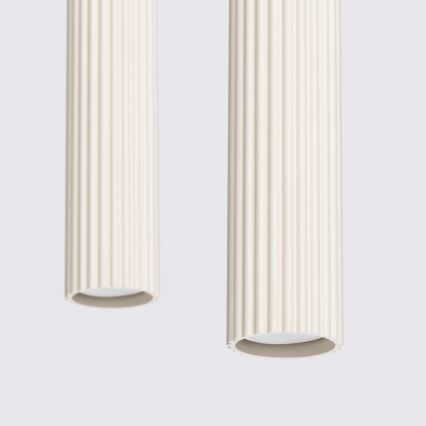 Ljuskrona med textilsladd KARBON 2xGU10/10W/230V grädde