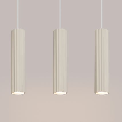 Ljuskrona med textilsladd KARBON 3xGU10/10W/230V grädde