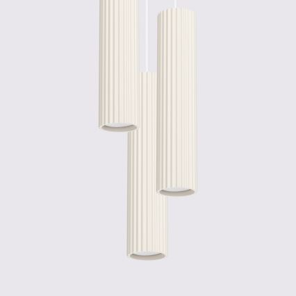 Ljuskrona med textilsladd KARBON 3xGU10/10W/230V grädde