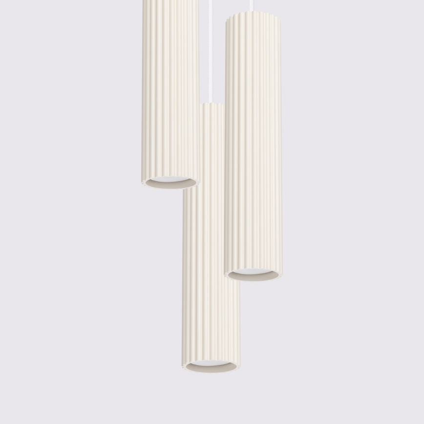 Ljuskrona med textilsladd KARBON 3xGU10/10W/230V grädde