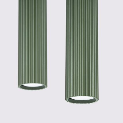 Ljuskrona med textilsladd KARBON 2xGU10/10W/230V grön