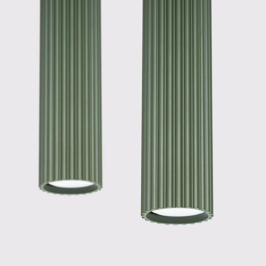 Ljuskrona med textilsladd KARBON 2xGU10/10W/230V grön