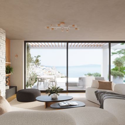 Vägglampa TIMBO 1xE27/15W/230V vit/beige/bok