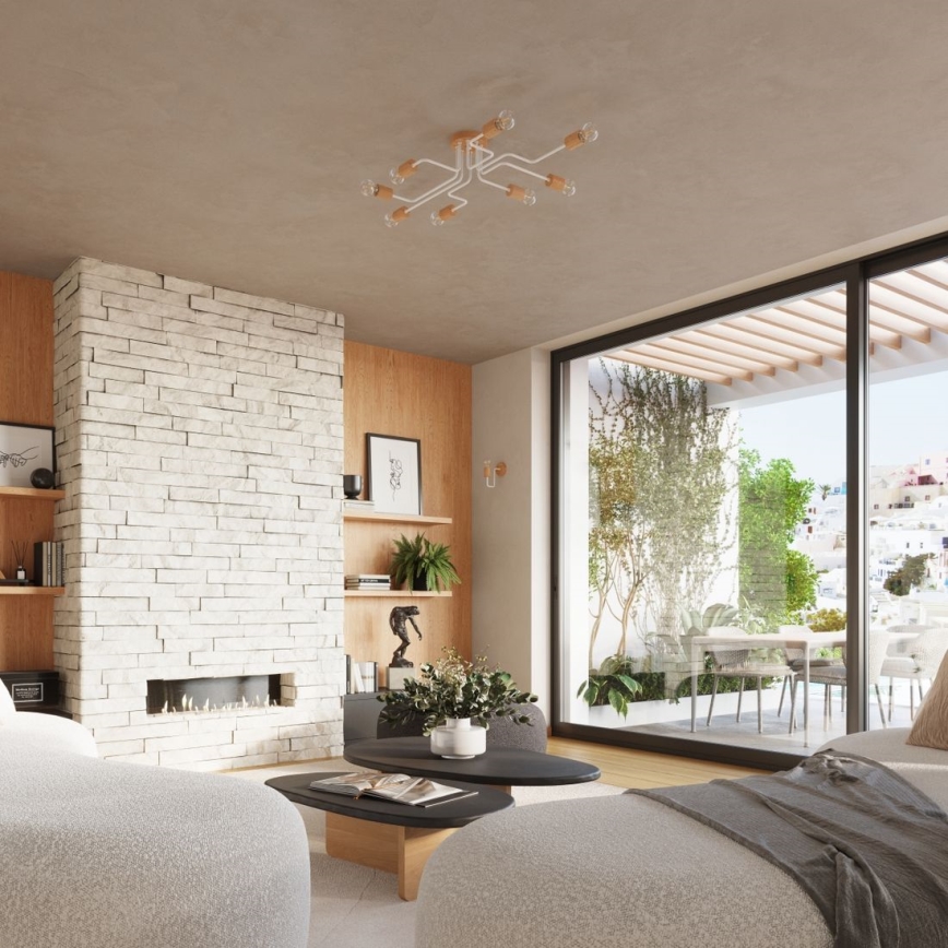 Vägglampa TIMBO 1xE27/15W/230V vit/beige/bok