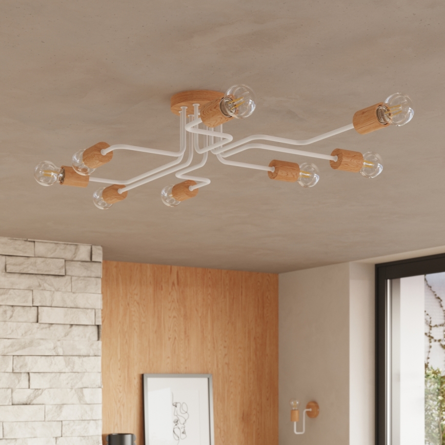 Vägglampa TIMBO 1xE27/15W/230V vit/beige/bok