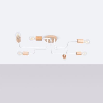 Ytmonterad ljuskrona TIMBO 6xE27/15W/230V vit/beige/bok