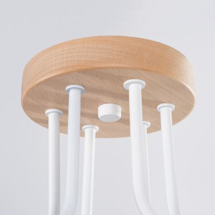 Ytmonterad ljuskrona TIMBO 6xE27/15W/230V vit/beige/bok