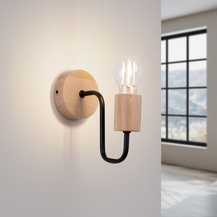 Vägglampa TIMBO 1xE27/15W/230V svart/beige/bok