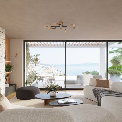 Vägglampa TIMBO 1xE27/15W/230V svart/beige/bok