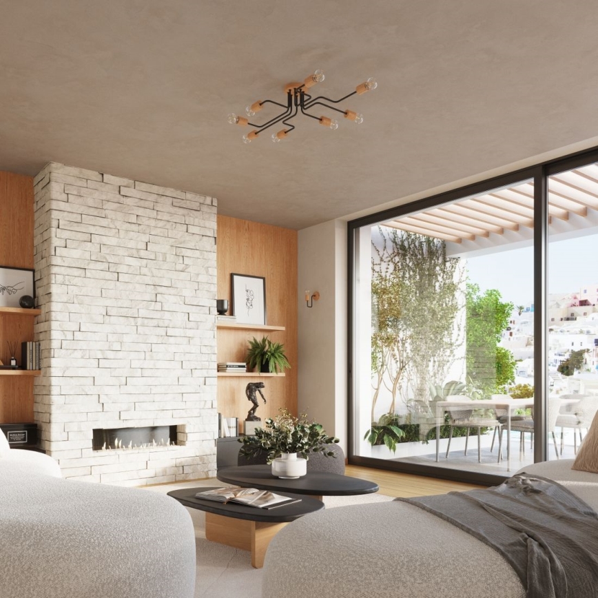 Vägglampa TIMBO 1xE27/15W/230V svart/beige/bok