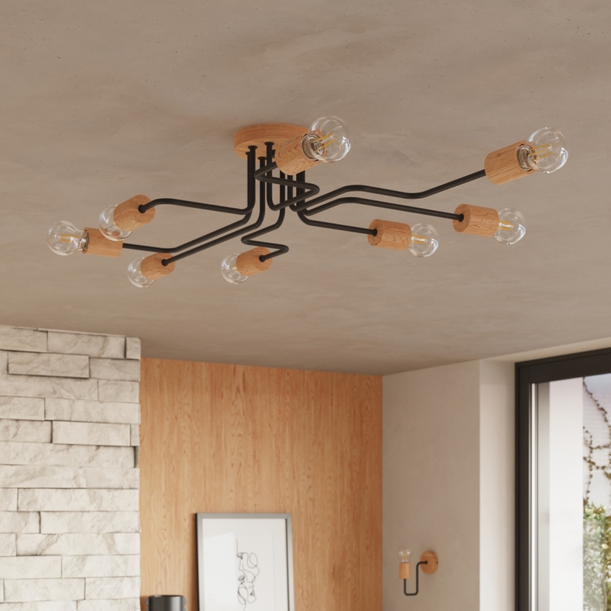 Vägglampa TIMBO 1xE27/15W/230V svart/beige/bok