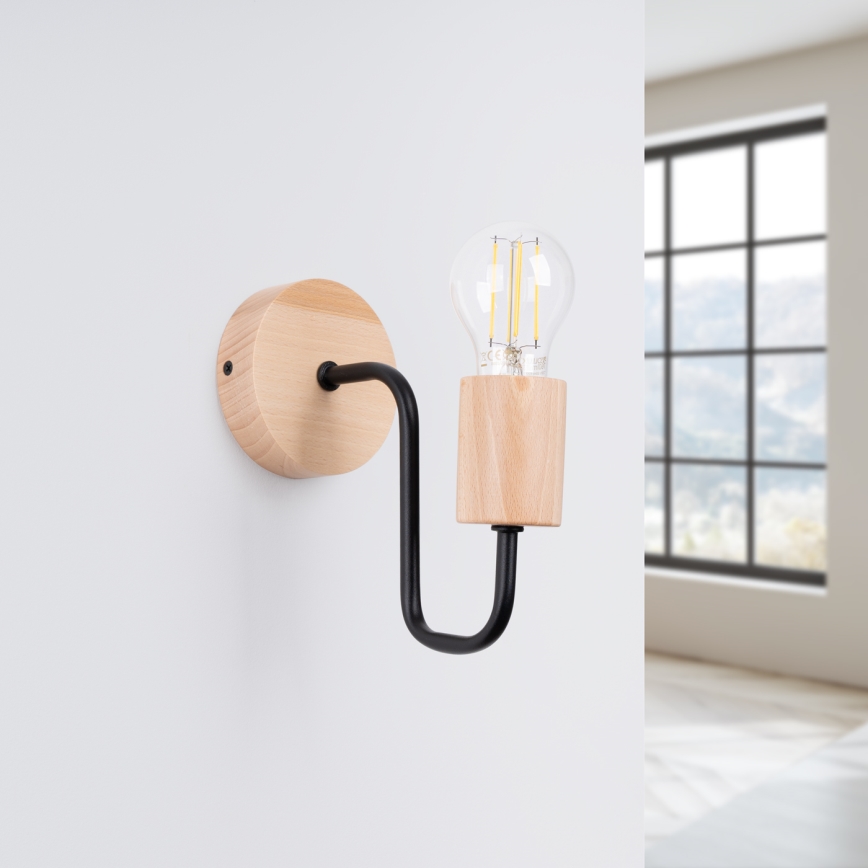 Vägglampa TIMBO 1xE27/15W/230V svart/beige/bok