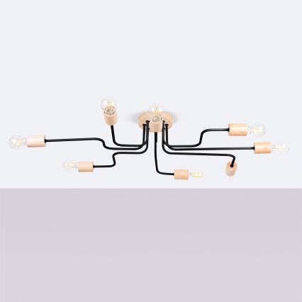 Ytmonterad ljuskrona TIMBO 8xE27/15W/230V svart/beige/bok