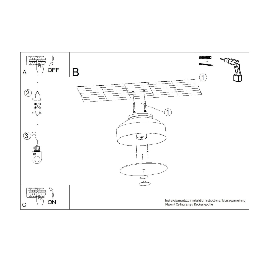 Taklampa OMIQ 4xE27/15W/230V Ø 30 cm röd